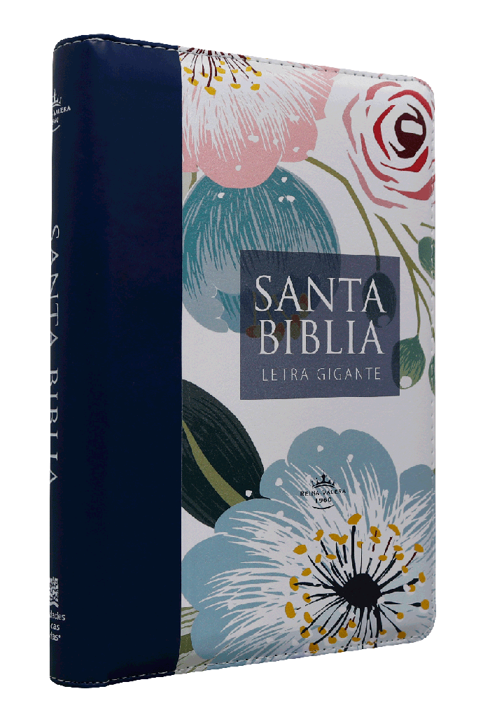 Biblia RVR60 Letra Gigante Tamano Manual Azul/Floreado Zipper e Indice