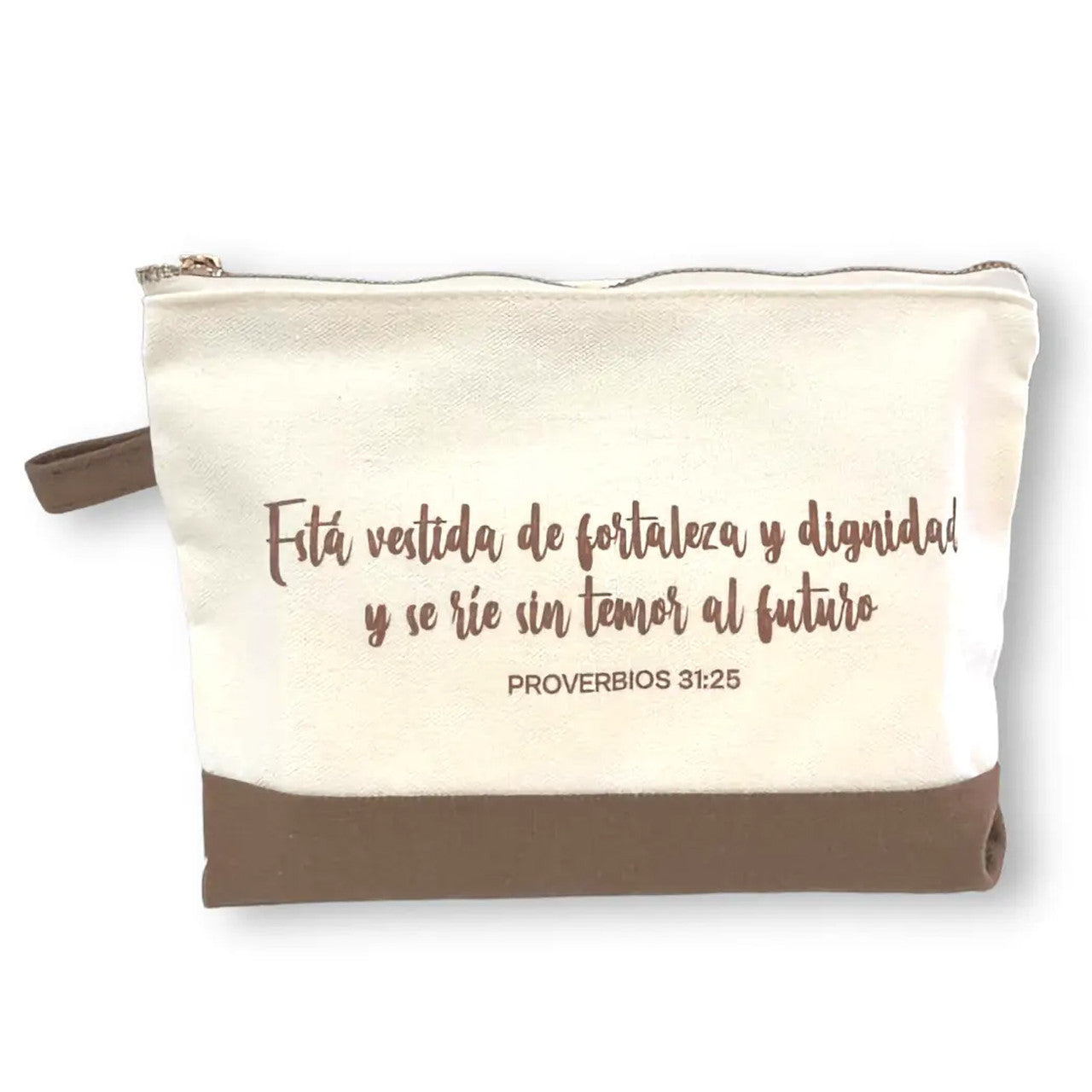 Estuche de Algodón con Cierre: Está vestida de fortaleza y dignidad - Proverbios 31:25