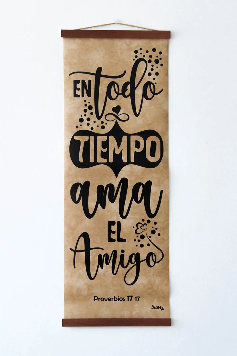 Pergamino Grande "En todo Tiempo" (Proverbios 17:17) Imitación Cuero