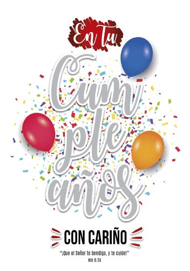 Tarjeta-En tu Cumpleaños con cariño-Números 6: 24 (BA-M 1616)