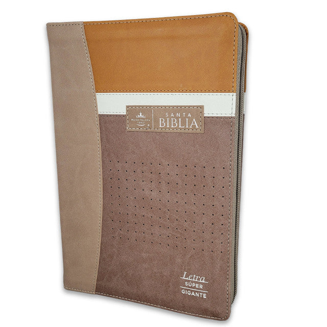 Biblia RVR60 Letra Super Gigante Negro/Cafe/Cafe Beige Con Cierre e Índice