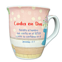 Taza Precious Moments: "Confía en Dios. Jeremías 17:7"