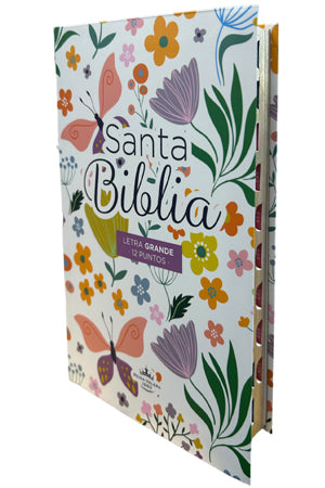 Biblia RVR 1960 Letra Grande Tamaño Manual Tapa Flex Lavanda Mariposa con Índice