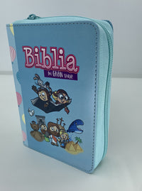 Biblia RVR60 Para Niñas Celeste, Mi Gran Viaje-Tamaño Bolsillo, con Ilustraciones, y Cierre