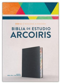 Biblia RVR60 de Estudio Arco Iris, negro imitación piel con índice