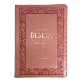 Biblia RVR1960 Letra Gigante 15 puntos Imitación Piel Rosa Con Cierre y Con Índice