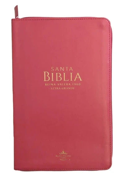 Biblia RVR60 Tamaño Manual Letra Grande Imitación Piel Con Cierre y Con Índice Clásica Fucsia